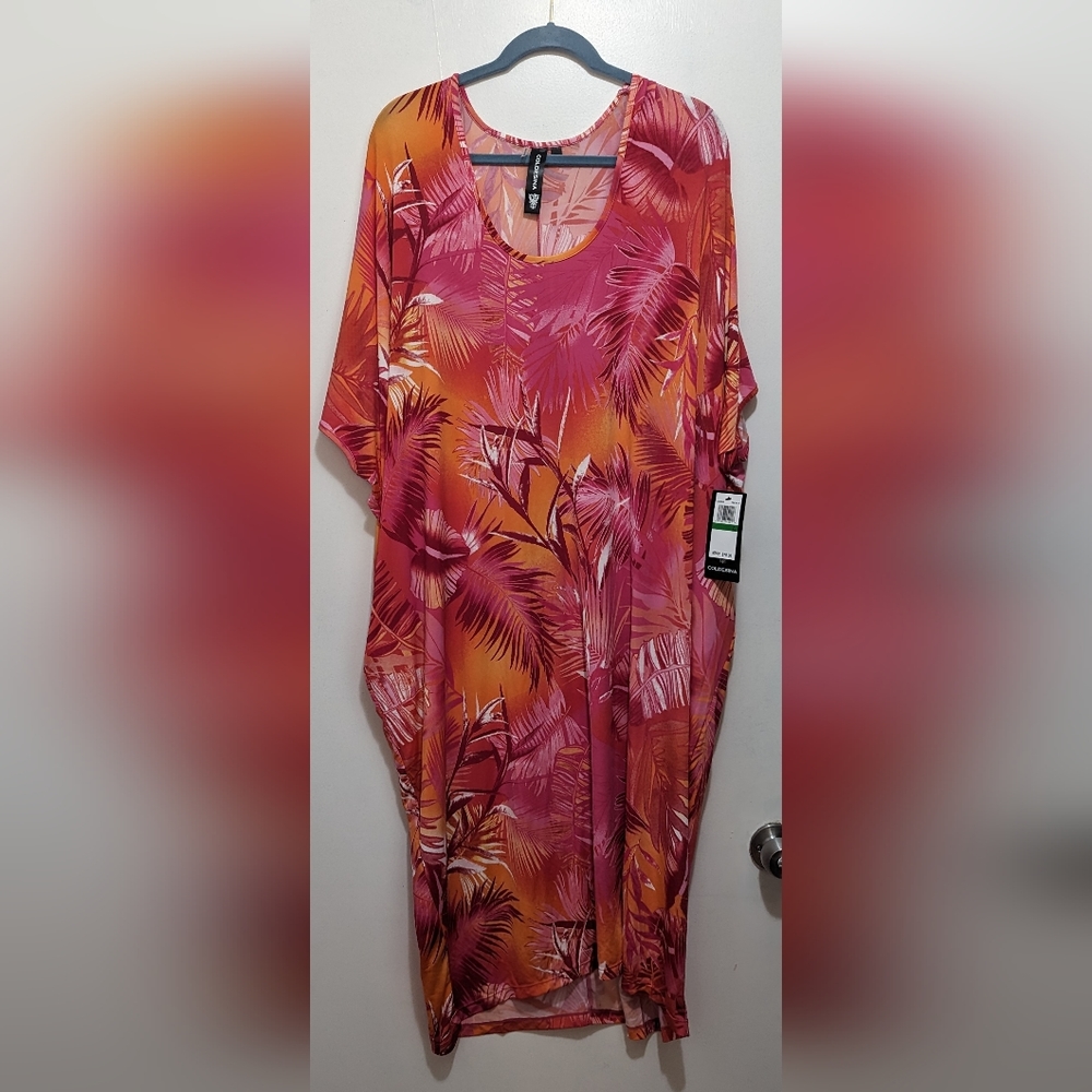 NWT Coldesina pink and orange palm kaftan